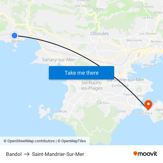 Bandol to Saint-Mandrier-Sur-Mer map