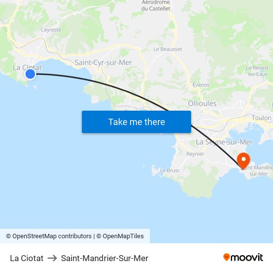 La Ciotat to Saint-Mandrier-Sur-Mer map