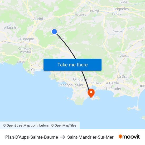 Plan-D'Aups-Sainte-Baume to Saint-Mandrier-Sur-Mer map