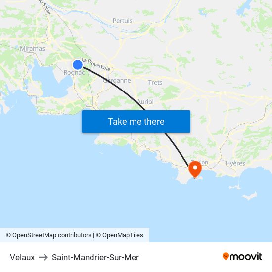 Velaux to Saint-Mandrier-Sur-Mer map