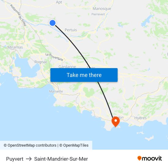 Puyvert to Saint-Mandrier-Sur-Mer map