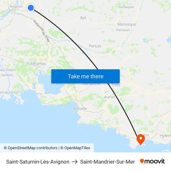 Saint-Saturnin-Lès-Avignon to Saint-Mandrier-Sur-Mer map