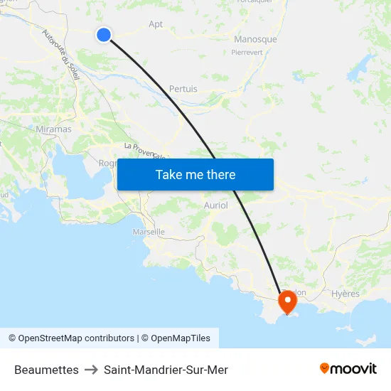 Beaumettes to Saint-Mandrier-Sur-Mer map