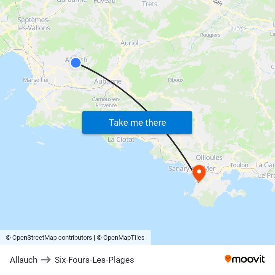 Allauch to Six-Fours-Les-Plages map