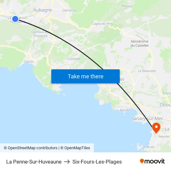 La Penne-Sur-Huveaune to Six-Fours-Les-Plages map