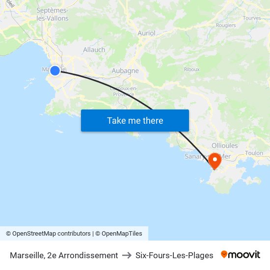 Marseille, 2e Arrondissement to Six-Fours-Les-Plages map