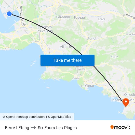Berre-L'Étang to Six-Fours-Les-Plages map