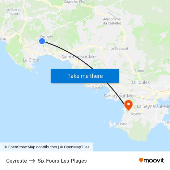 Ceyreste to Six-Fours-Les-Plages map