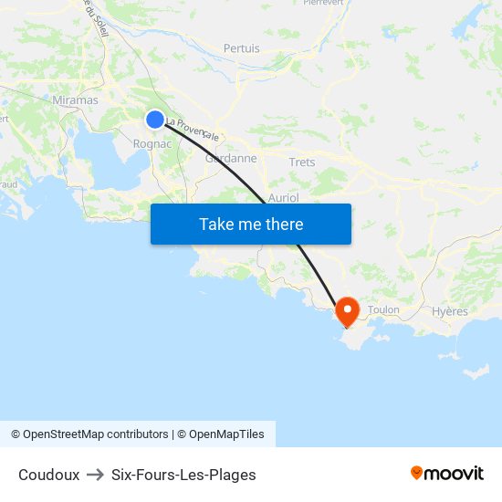 Coudoux to Six-Fours-Les-Plages map