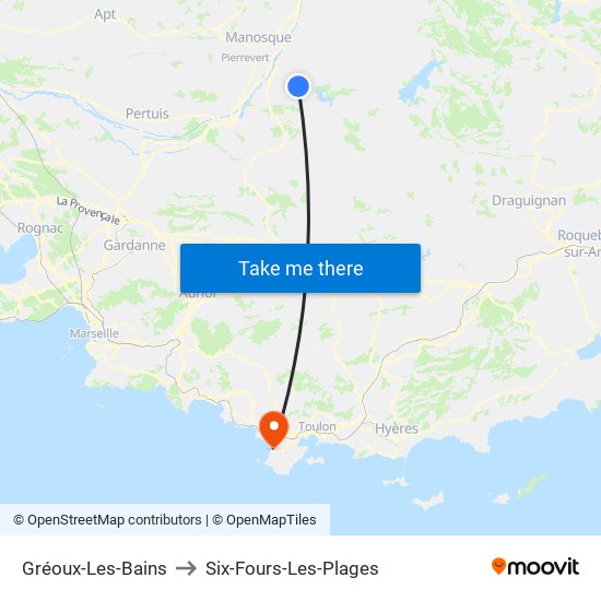 Gréoux-Les-Bains to Six-Fours-Les-Plages map
