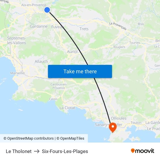 Le Tholonet to Six-Fours-Les-Plages map