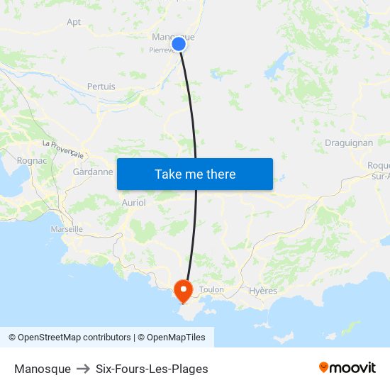 Manosque to Six-Fours-Les-Plages map