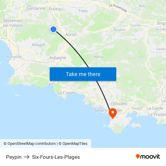 Peypin to Six-Fours-Les-Plages map