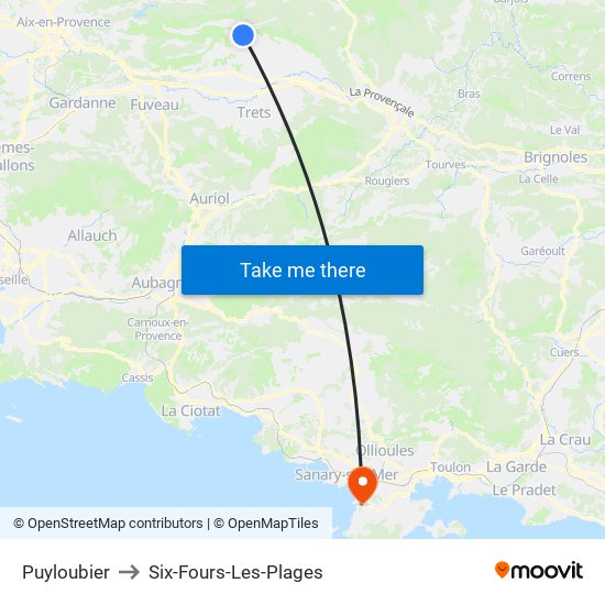 Puyloubier to Six-Fours-Les-Plages map