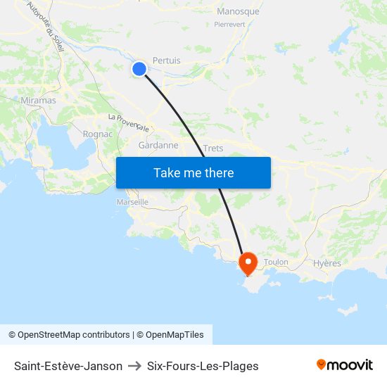Saint-Estève-Janson to Six-Fours-Les-Plages map