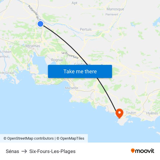 Sénas to Six-Fours-Les-Plages map