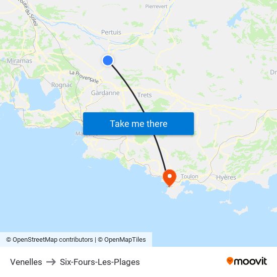 Venelles to Six-Fours-Les-Plages map