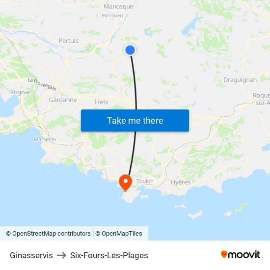 Ginasservis to Six-Fours-Les-Plages map