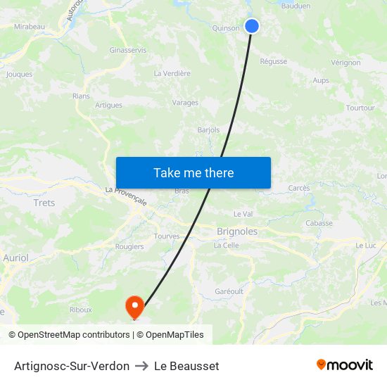 Artignosc-Sur-Verdon to Le Beausset map