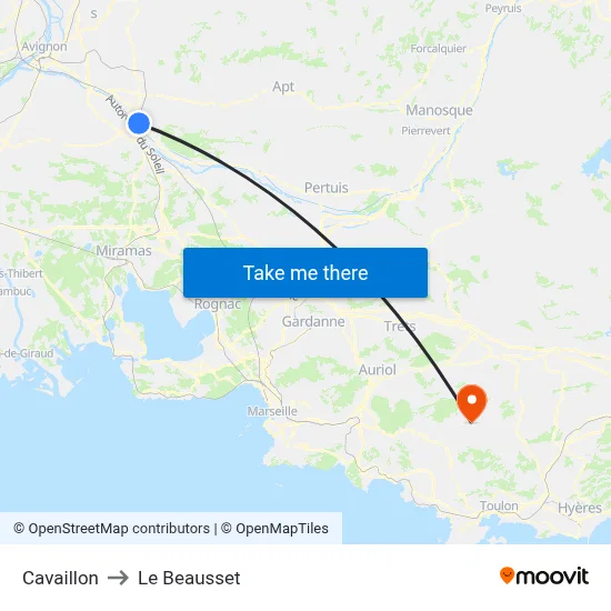 Cavaillon to Le Beausset map