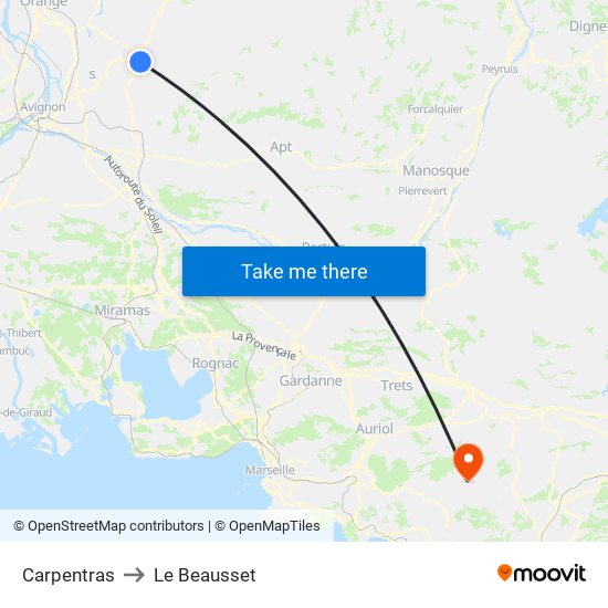 Carpentras to Le Beausset map