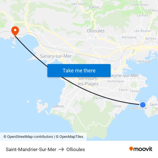 Saint-Mandrier-Sur-Mer to Ollioules map