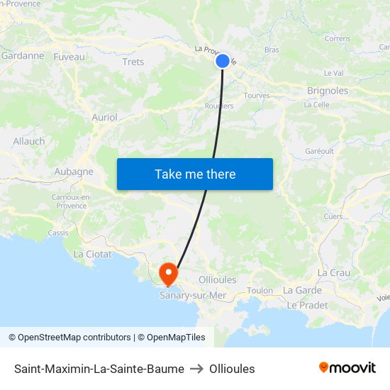 Saint-Maximin-La-Sainte-Baume to Ollioules map