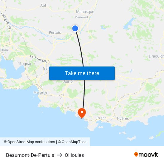 Beaumont-De-Pertuis to Ollioules map