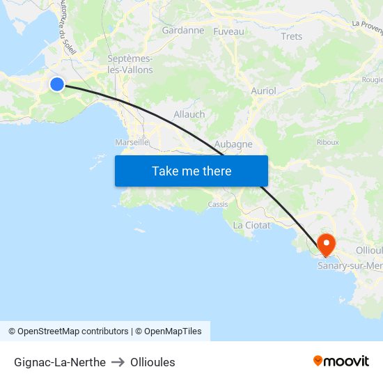 Gignac-La-Nerthe to Ollioules map