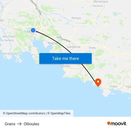 Grans to Ollioules map