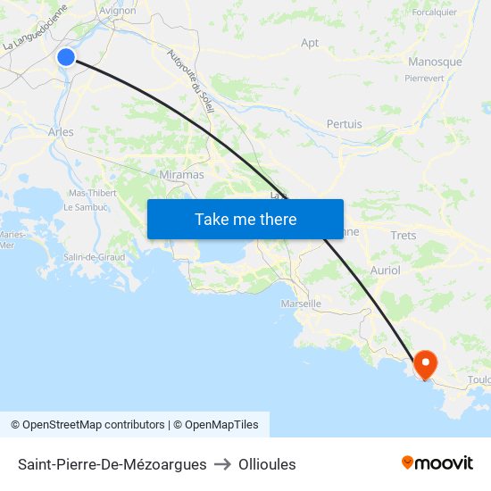 Saint-Pierre-De-Mézoargues to Ollioules map