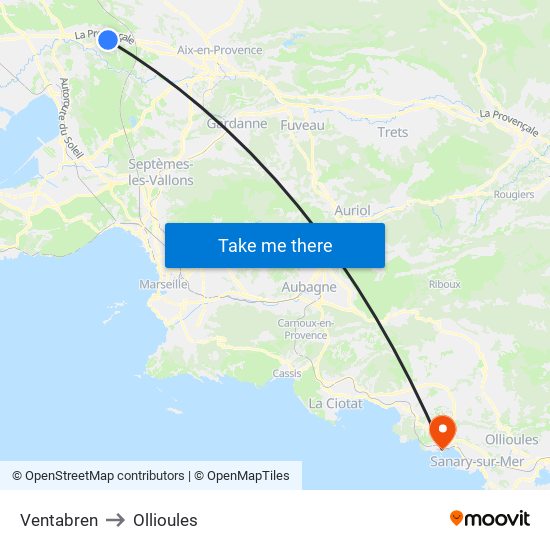 Ventabren to Ollioules map