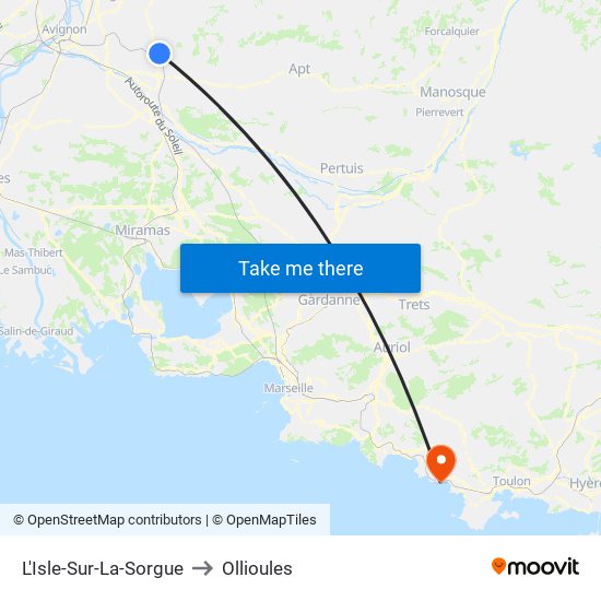 L'Isle-Sur-La-Sorgue to Ollioules map
