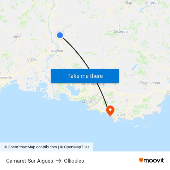 Camaret-Sur-Aigues to Ollioules map