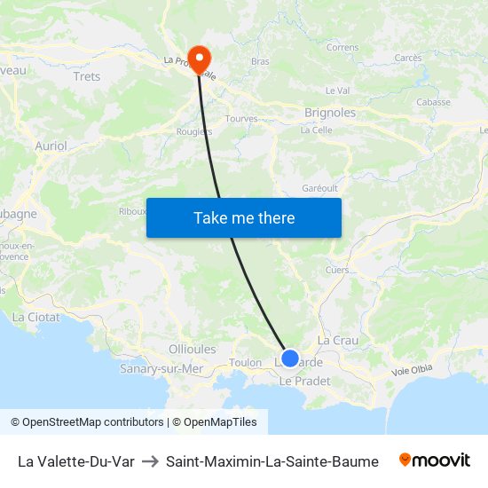 La Valette-Du-Var to Saint-Maximin-La-Sainte-Baume map