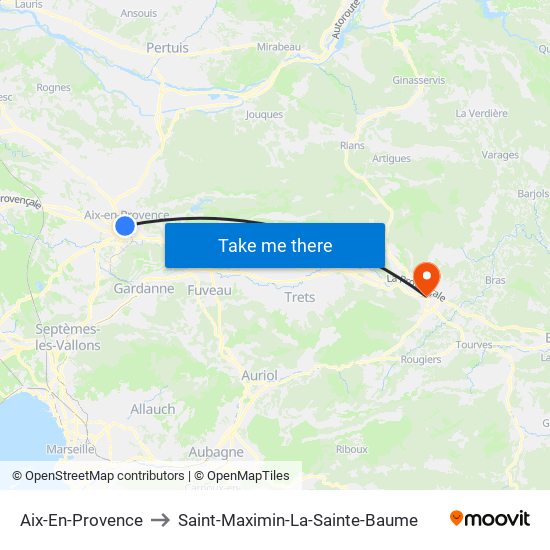 Aix-En-Provence to Saint-Maximin-La-Sainte-Baume map