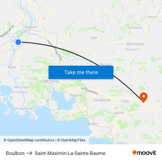 Boulbon to Saint-Maximin-La-Sainte-Baume map