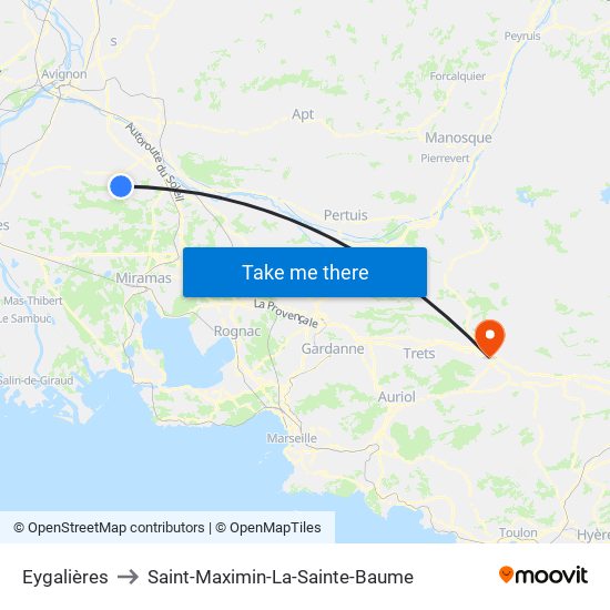 Eygalières to Saint-Maximin-La-Sainte-Baume map