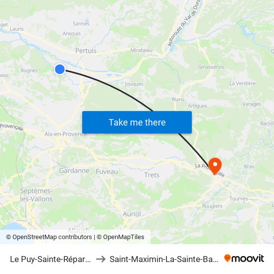 Le Puy-Sainte-Réparade to Saint-Maximin-La-Sainte-Baume map