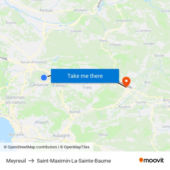 Meyreuil to Saint-Maximin-La-Sainte-Baume map