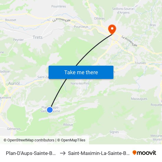 Plan-D'Aups-Sainte-Baume to Saint-Maximin-La-Sainte-Baume map