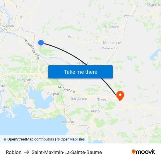 Robion to Saint-Maximin-La-Sainte-Baume map