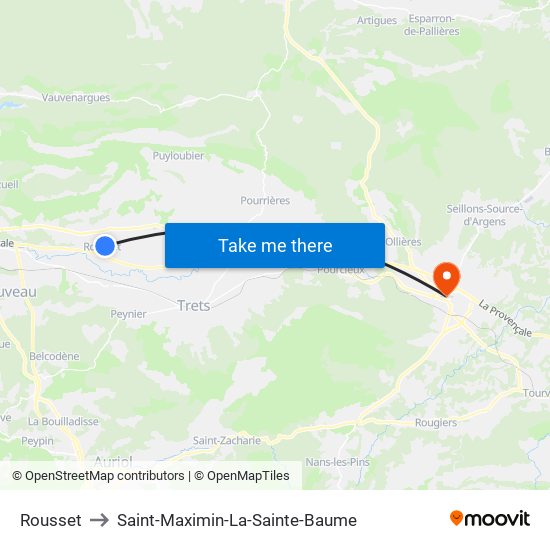 Rousset to Saint-Maximin-La-Sainte-Baume map