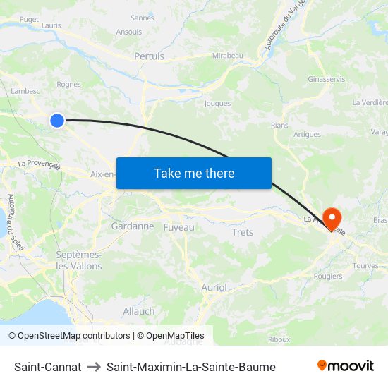 Saint-Cannat to Saint-Maximin-La-Sainte-Baume map