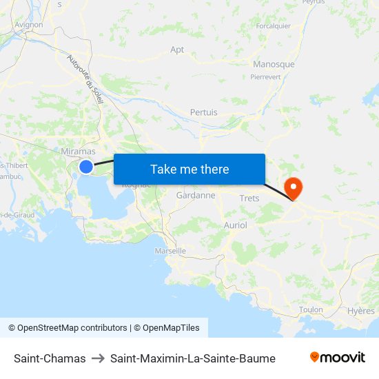Saint-Chamas to Saint-Maximin-La-Sainte-Baume map