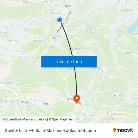 Sainte-Tulle to Saint-Maximin-La-Sainte-Baume map