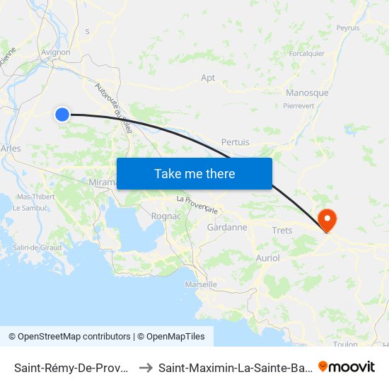 Saint-Rémy-De-Provence to Saint-Maximin-La-Sainte-Baume map