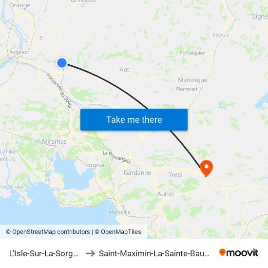 L'Isle-Sur-La-Sorgue to Saint-Maximin-La-Sainte-Baume map