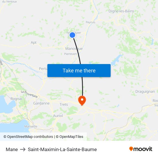 Mane to Saint-Maximin-La-Sainte-Baume map