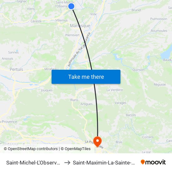 Saint-Michel-L'Observatoire to Saint-Maximin-La-Sainte-Baume map